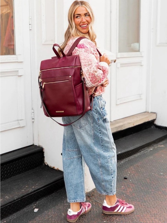 Poppy & Peonies Handbags - Poppy & Peonies Commuter Backpack in Berry EUC